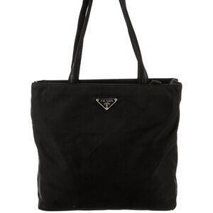 RARE AUTHENTIC Prada black Nero Tessuto  tote with leather trim